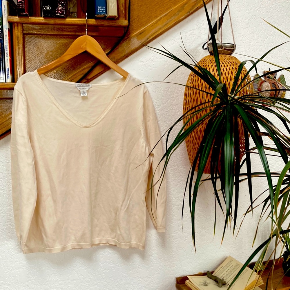 Casual corner silk stretch sweater thin long sleeve knit